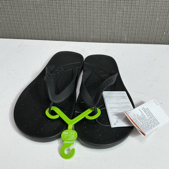 Crocs Flip Shoes Mens Size 9 Women’s 11 Thong Sandals Comfort Black - Picture 4 of 8